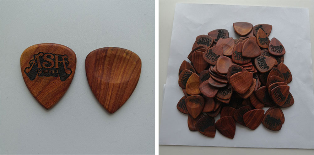 Custom Logo Engraved Wood Guitar Picks Finished