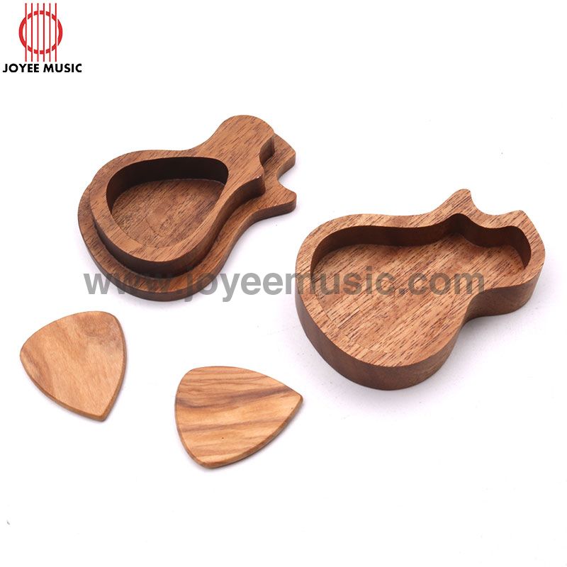 Guitar Shaped Wooden Pick Box