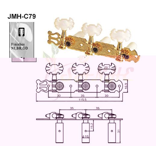 Lyra Style Classical Guitar Tuners