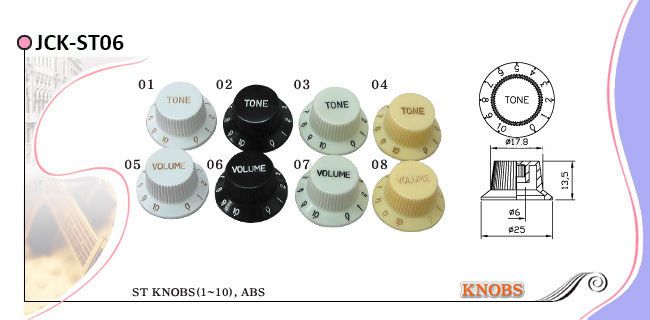 0-10 Strat Guitar Control Knobs