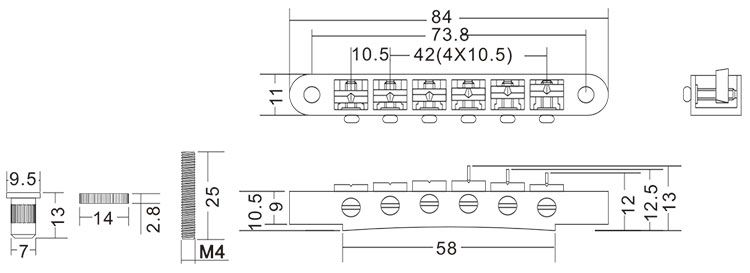 Tune-O-Matic Bridge Narrow Frame