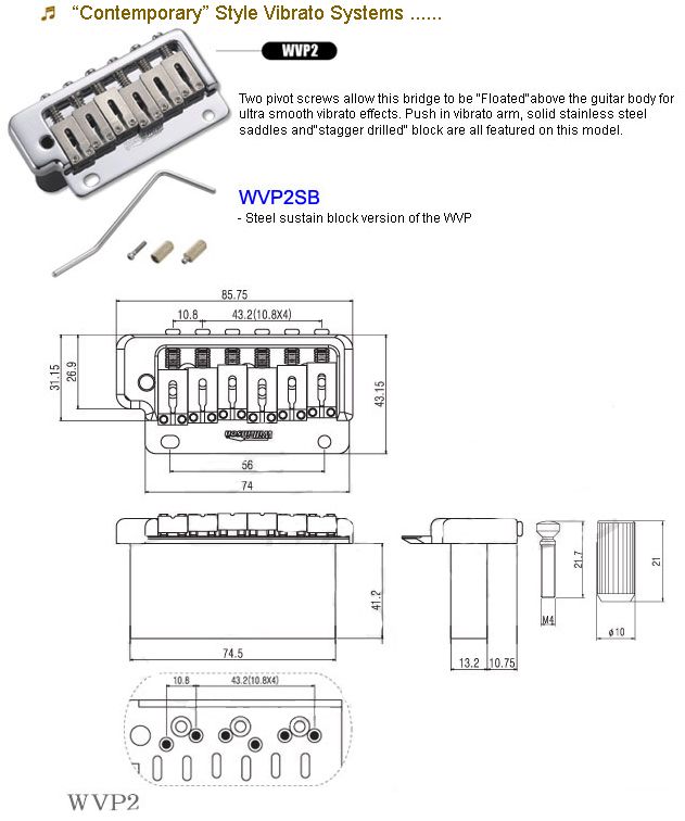 Wilkinson Strat Guitar Tremolo Twist 2 Pivot Screw Fixing