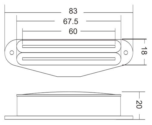 Single Coil Sized Pickup with Twin Blades Black Rails