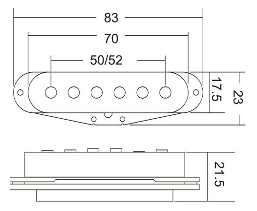 Single Coil Pickup 9mm Hexagonal Pole Pieces