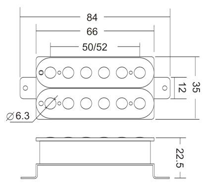 Humbucker Pickup Ceramic Magnet 6.3mm Wide Pole Pieces