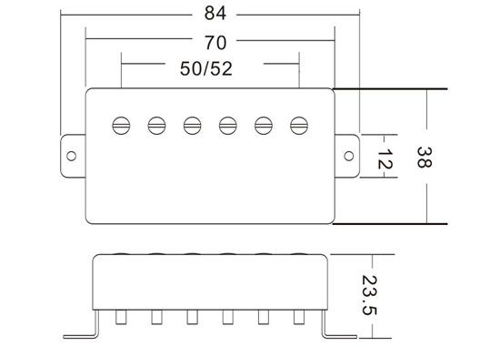 LP Pickup Open 6 Screw Pole Pieces