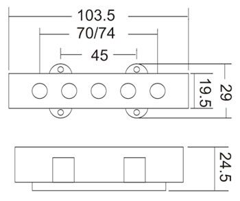 J Bass Pickups 5-string 8mm Pole Pieces