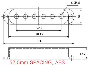 Single Coil Pickup Cover 52.5mm Pole Spacing